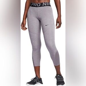NIKE DRI-Fit Nike PRO Grey Crop Tights with Mesh Inserts (Gun-smoke & Black)